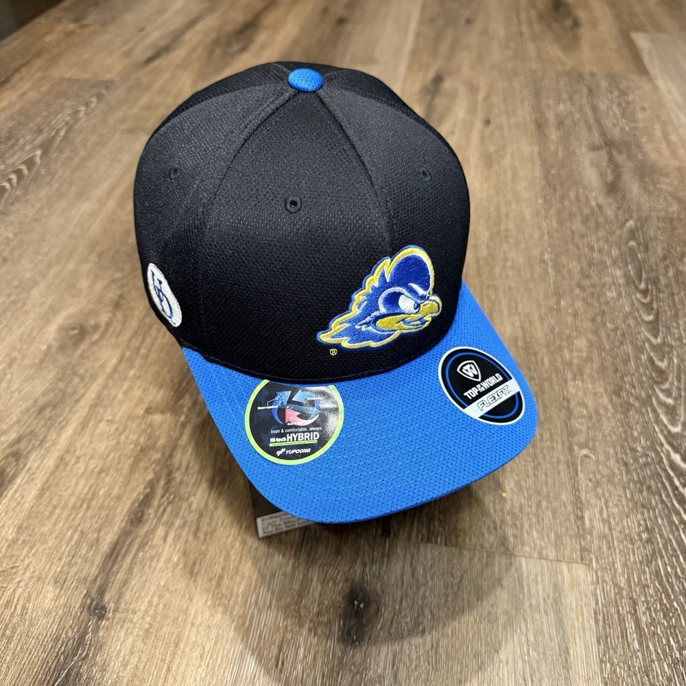 Delaware Fightin Blue Hens Hat Black Top Of‎ The World Flex Fitted Performance